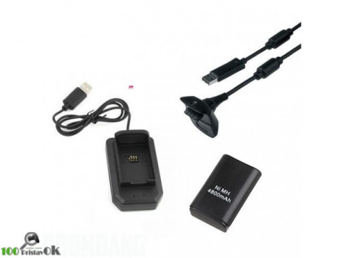 Зарядный набор для геймпада XBOX360 4 в 1: Зарядная станция/ зарядный кабель/ Аккумулятор 2шт.[XBOX 360]