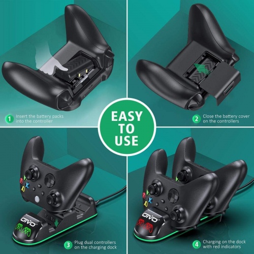 Зарядная станция Xbox Series S/X - Xbox One Charging Dock + 2 АКБ 1300 mAh Black IV-X131 OIVO